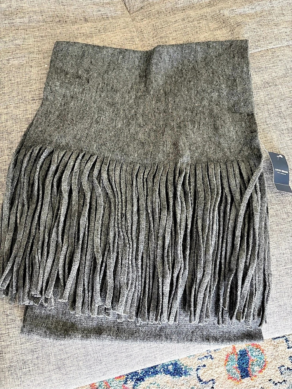NWT Fringe Scarf in Gray